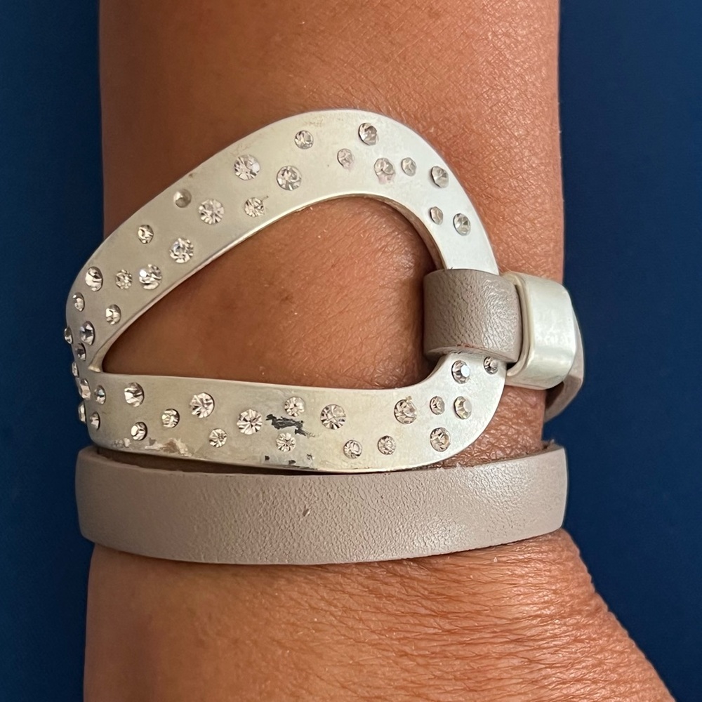 Costume Silver and Gray Wrap Bracelet with Rhinestones